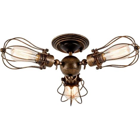 Plafond industriel pendaison métallique réglable lampes rétro pendaison industrielle salon chambre café bar Salle à manger chambre à coucher (à l'exclusion des ampoules) (bronze ancien) (1/4)