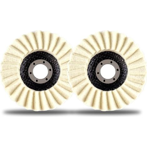 Lot de 2 disques de polissage à lamelles en feutre de laine, 4,5 pouces, pour meuleuse d'angle, métal, marbre, meubles, cire pour voiture