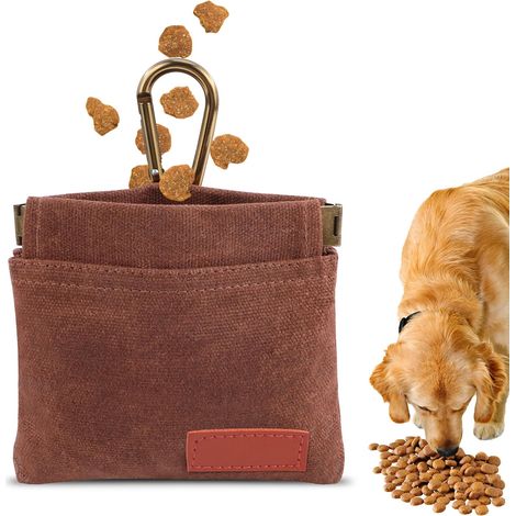 Borsa per snack per cani con chiusura automatica, resistente marsupio da addestramento e moschettone rimovibile, pratica borsa per passeggiate, addestramento e attività all'aperto.