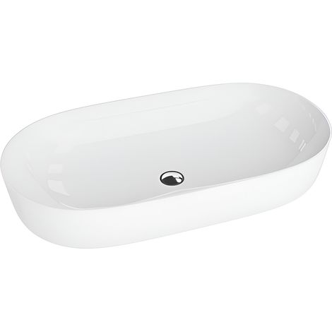 Vasque à poser LAVITA Vasque à poser élégante et compacteProduit en porcelaine de haute qualité rectangulaire 81x40x14 cm  Blanc brillant