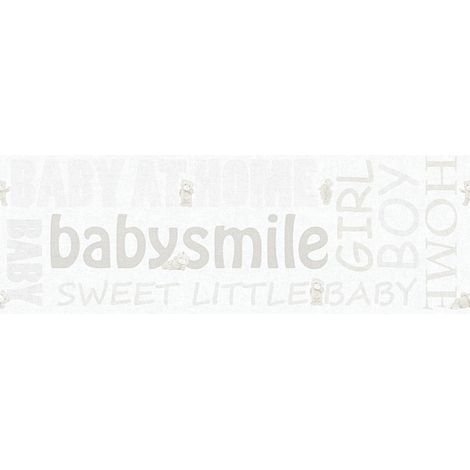 BRICOFLOR Papier peint motif Tapisserie motif Papier peint enfant Frise papier peint Beige / crème Gris Blanc - 5,00 x 0,17 m (1/3)