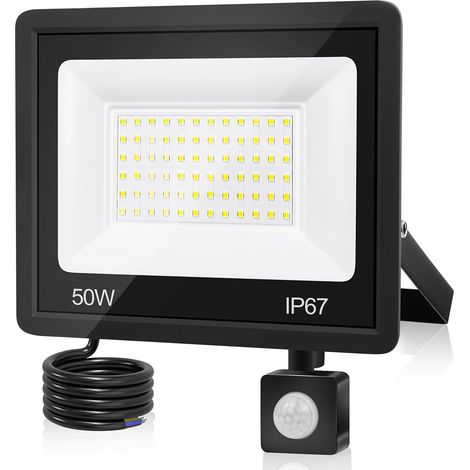 Projecteur LED Extérieur 50W Avec Détecteur de Mouvement - 5000LM, 7000K, IP67 Étanche - Éclairage Pour Jardin, Garage, Entrée (1/5)