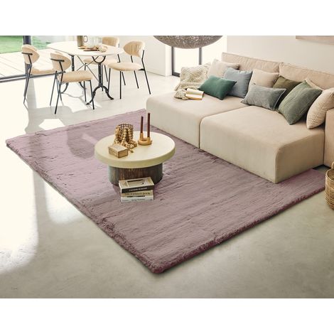 Joy - tapis rectangulaire - fausse fourrure - rose (1/5)
