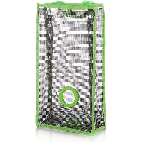 Soporte colgante para bolsas de la compra, dispensador y organizador de almacenamiento para bolsas de plástico para la cocina (Verde S)