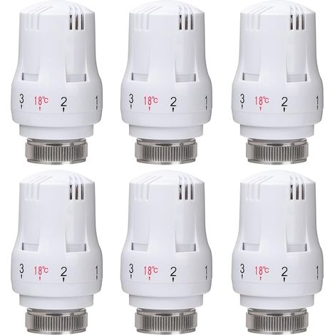 6 Pack Tête de radiateur tête thermostatique pour M30 x 1,5 Fil de chauffage Thermostat tête thermostatique de remplacement pour le bureau à domicile (1/4)