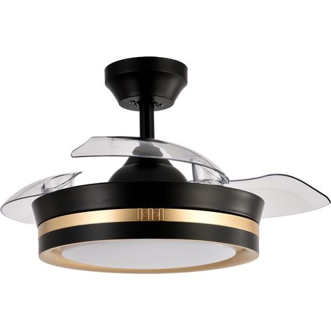 Ventilador de techo LED "Viper" regulable con control remoto (48W 3CCT 4800lm) IP20 Ø91cm color negro y oro (1/3)