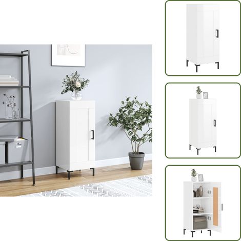 Credenza con ante - vidaXL Credenza Bianco Lucido 34,5x34x90 cm in Legno Multistrato - Credenza in metallo