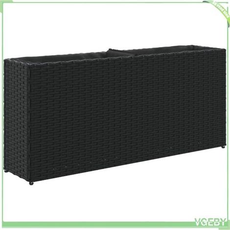 Jardinière - FAFEICY - 366407 - Noir - 90x20x40 cm - Résine tressée/acier (1/5)
