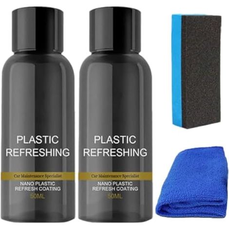 Agent de rénovation plastique pour voiture, revitalisant et reconditionneur (50ml x 2) (1/4)