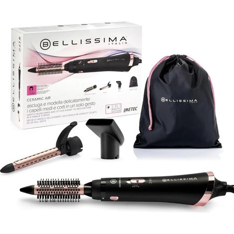 Bellissima 11886 Haarstyling-Gerät Heißluftbürste Warm Schwarz, Rose 800 W 1,8 m