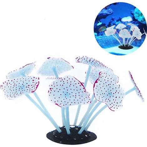 Décorations artificielles lumineuses en silicone représentant des coraux pour aquarium (bleu) (1/5)