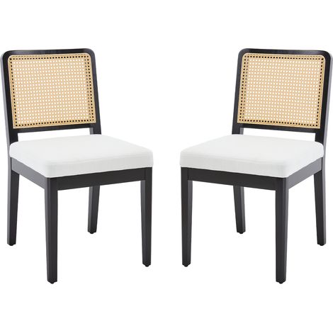 Chairus Dining Chairs 2Pcs in Linen Upholstered Side Chairs Retro Rustic Chairs in Wood Frame for Kitchen Restaurant, Black (1/5)