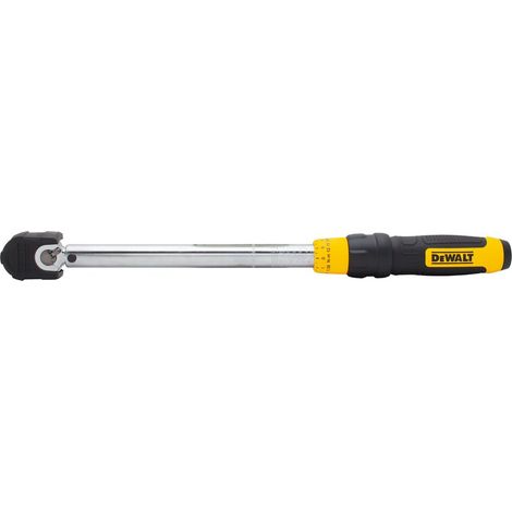 Llave dinamométrica DeWalt DWMT75463, 3/8" de accionamiento, 27-135 Nm, uso principal en aplicaciones de apriete de precisión, incluye parachoques de cabeza protectora y gatillo de bloqueo. (1/3)