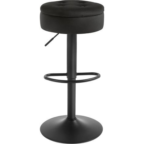 WOLTU 1x Sgabello da bar cucina alto penisola girevole regolabile poggiapiedi - Nero (1/5)