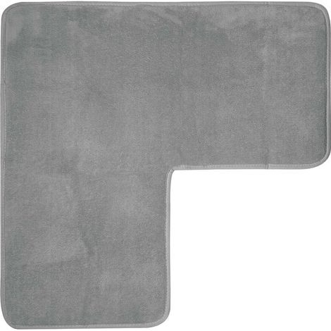 L-förmige Badematte – Chenille-Badematte mit Eckausschnitt – Badematte – 80 x 80 cm – Grau (1/5)