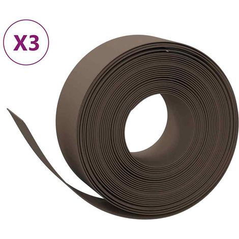 Bordures de jardin 3 pcs marron 10 m 20 cm polyéthylène