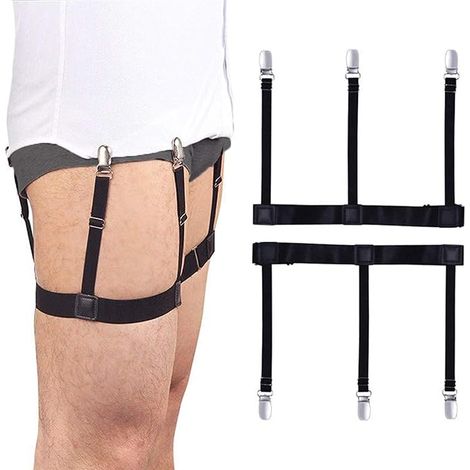 1 paire de supports de chemises pour homme - Élastique - Avec blocage antidérapant - Colliers réglables (1/5)