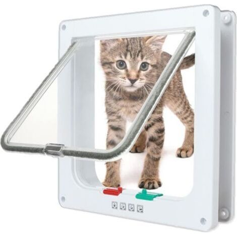 Chatière pour Chat avec Magnétique à 4 Voies,Facile à Installer et à Utiliser,Entrée Sélective,Accès contrôlé, Portes de Passage sécurisées et fenêtres pour Animaux de Compagnie,19.7 19  2cm H407 (1/5)