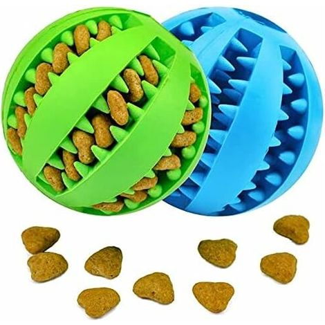 Lot de 2 balles en caoutchouc pour chien, jouet à mâcher, vert et bleu – DELKEVIC