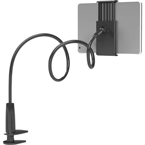 Supporto flessibile a 360° per tablet e telefono, ideale per letto e scrivania.