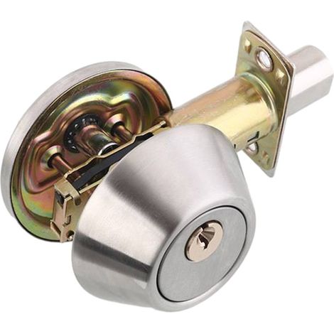 Manilla de puerta con cerradura, acero inoxidable, núcleo de cobre de una sola cabeza, cierre de 3 barras, resistente al desgaste, para uso en interiores (3 llaves)