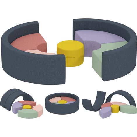 Parcours de motricité bébé 7 pièces, module d'éveil avec couverture lavable 107x107x30 cm multicolore (1/5)