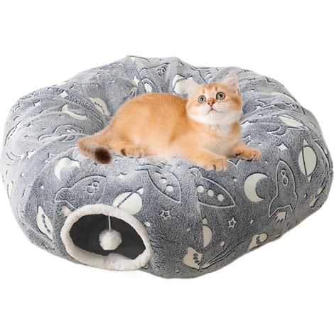 Tunnel Lit pour Chat,Le Lit Tunnel Donut pour Chats Coussin (1/5)