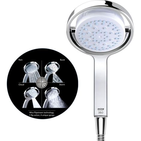 Mira Vier Digital Showerhead 360m 135mm Chrome 4 Mode Flipstream Shower Head