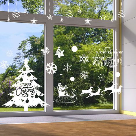 Autocollants Fenêtre Noël - PVC Souple - Double Face - Pour Vitre Miroir Surface Lisse - 12 Pièces (1/5)