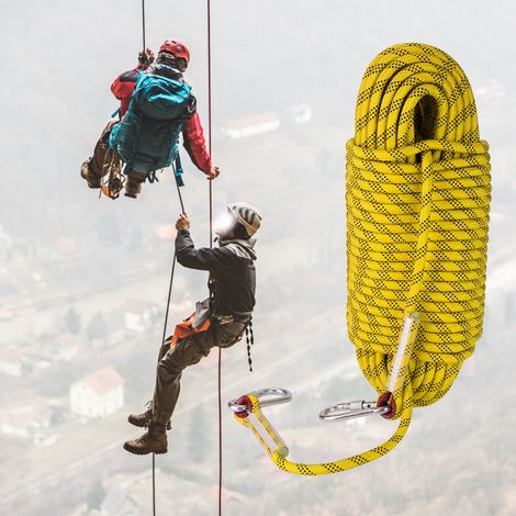 30 m langes Outdoor-Felskletter-Fluchtseil, 12 mm Durchmesser, Sicherheitsseil (gelb) (1/5)