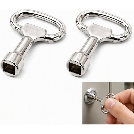 2 Pièces Clé Purge Radiateur 8mm en Alliage de Zinc, Clé Carrée pour Purge Radiateur et Chauffage, 8 mm avec Poignée en T, Clé de Purge Radiateur Carré pour Entretien et Maintenance (1/5)