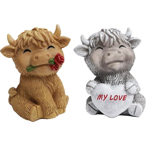 Set 2 Statuette Mucche Resina Decorazione 8,5 x 7,5 x 11 cm (1/5)