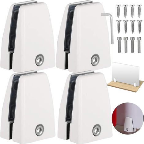 Juego de 4 clips, clip para vidrio, soporte para espejo, cierre ajustable, adecuado para espejos, vidrio, broches y soportes para estantes. (1/4)