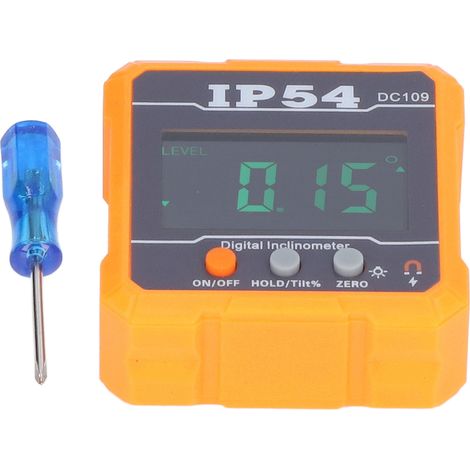 Niveau électronique inclinomètre numérique aimanté mesure angle pente avec extinction auto, livré avec 1 tournevis 1 sac 1 manuel, ABS IP54 2 piles AAA non fournies (1/5)