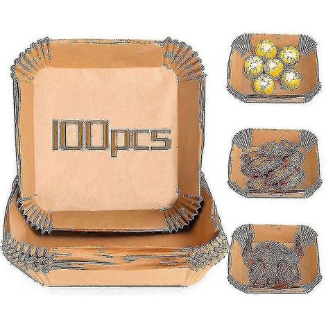 100 feuilles de papier sulfurisé jetables pour friteuse à air, tapis de cuisson antiadhésifs, accessoires pour friteuse à air, carrées (20 cm : 100 pièces) (1/5)