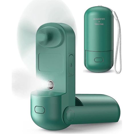 3-in-1 Mini-Ventilator mit integriertem Sprühnebel, Akku und 3 Geschwindigkeitsstufen [6-13-20 Stunden Akkulaufzeit] Grün (1/5)
