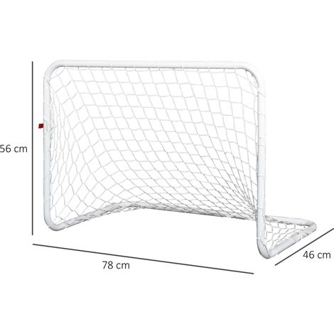 Ensemble de 2 buts de football avec filet et ballon pour enfants et adultes, jeu de sport de jardin extérieur avec pompe, acier et polyester, 78 x 46 x 56 cm, blanc (1/5)