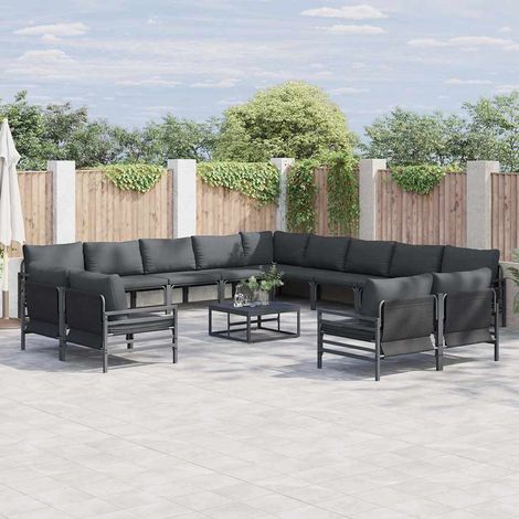 Conjunto de sofá de jardín Antracita Acero vidaXL (1/5)