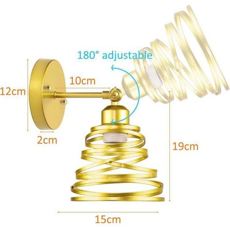 Applique Murale Intérieure Industrielle 15cm E27 Luminaire Plafonnier à Spirale en Cascade en Type-applique, D APPLIQUE D'INTERIEUR (1/5)