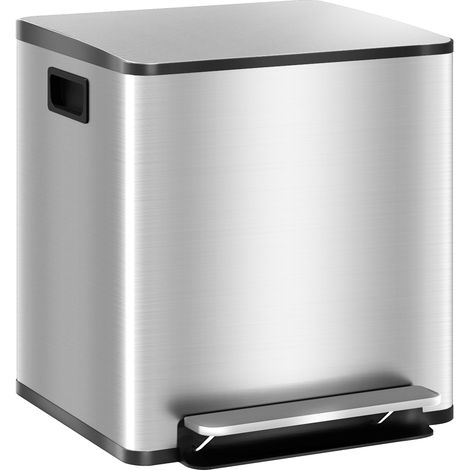 Pattumiera a Pedale 2 Sezioni 15L 41,8x36,7x44 cm in Acciaio Inox e PP (1/5)