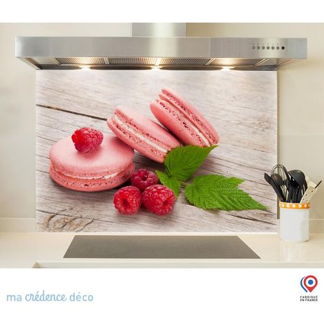Fond de hotte : Macarons et framboises - Alu composite - 70 cm - 60 cm (1/5)