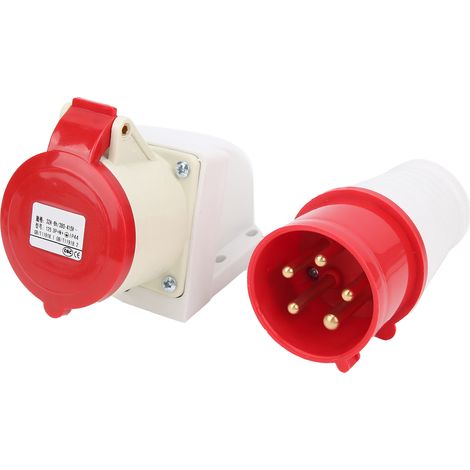 Prise industrielle 380415V 32A 5 broches 3P+N+T IP44 étanche, montage en surface, pour applications commerciales (1/5)