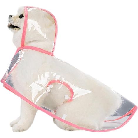 Rose Transparent Imperméable Chien XXL, Eva Manteau Pluie Chien, Manteaux Imperméables Chien Poncho Capuche Sangle Ventrale Et Trou Laisse Petits Chiens Chiots (1/5)
