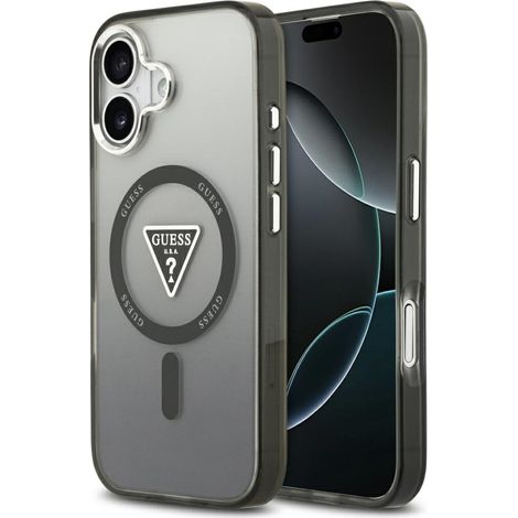 Custodia Guess IML con logo triangolare sfumato e MagSafe per iPhone 17, colore nero. (1/5)