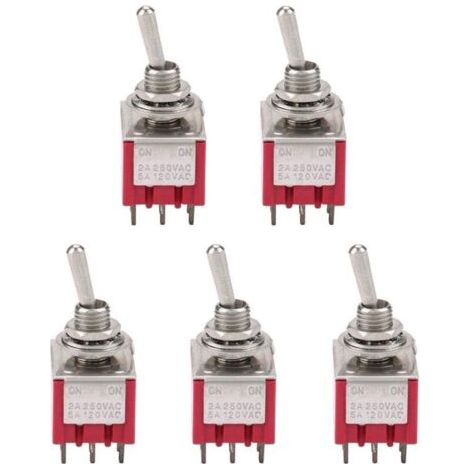 5Pcs Interrupteur à Bascule à 3PDT 9 Broches 6mm 2A / 250VAC 5A / 120VAC ON-ON 2 Position
