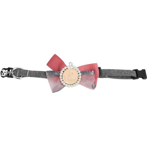 Hundefliege, Halsband, Stofffliege, verstellbares Pflegeaccessoire mit Glöckchen, roter Faden, Größe S (1/5)