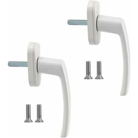 Window Handles 2pcs Aluminum Alloy Window Handle Solid Aluminum Handle White Aluminum Door Handle Compatible with Common Windows and Balcony Doors (1/5)