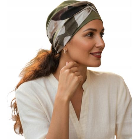 Turbante Lena 002-527 para mujer, un pañuelo de algodón para la cabeza, también apto para usar después de la quimioterapia. (1/5)