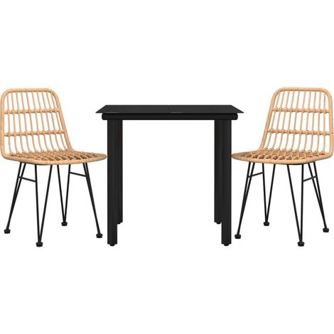 Set da pranzo da giardino arredo esterno 3 pezzi in resina vimini 020013683