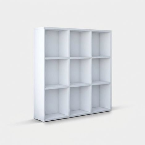 Bibliothèque basse 9 cases en bois d'ingénierie Horizon (1/4)
